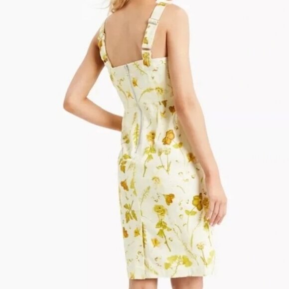 INC International Concepts Denim Column Dress w/Pockets Pale Yellow Floral Sz 14 - Picture 2 of 12